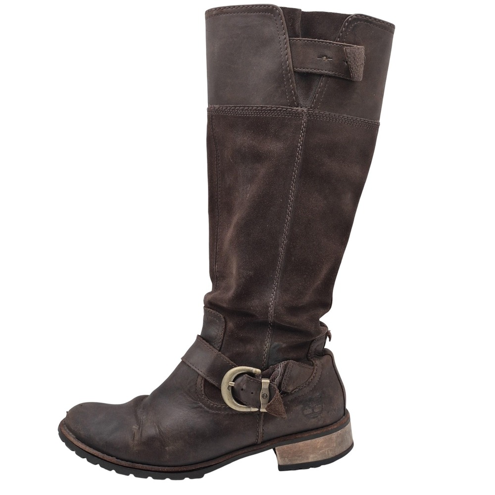Timberland Boots Womens Size 8.5 Leather Tall Harness Zip Riding 23699 8890‎